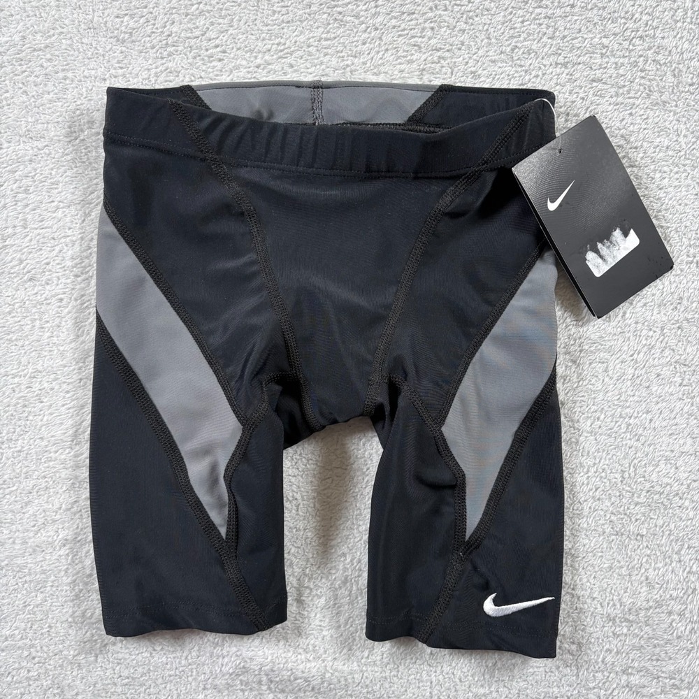 Nike Victory‎ Performance Jammer Boys 24 Black Gray Colorblock Wrinkle Resistant